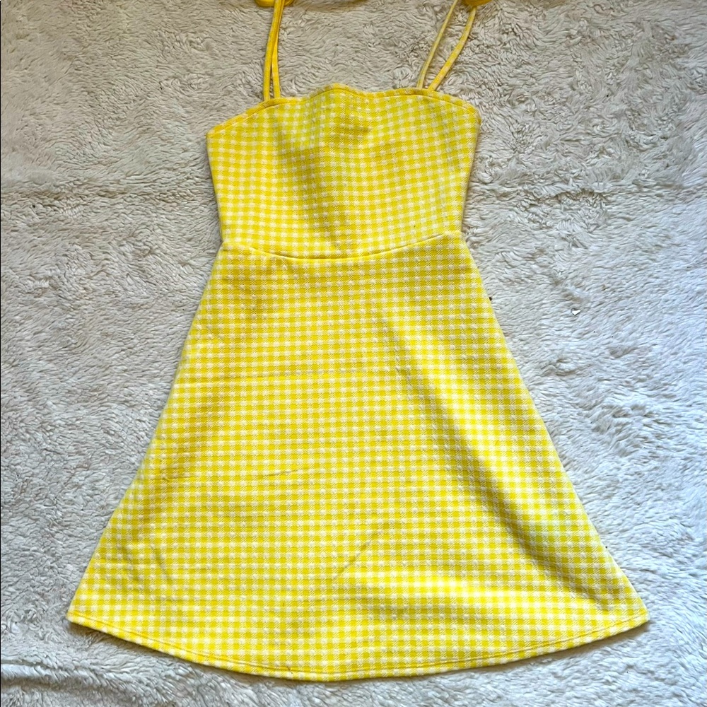 Yellow checked pattern dress
